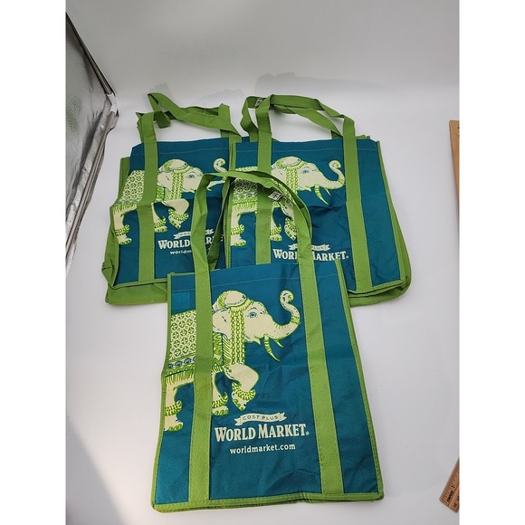 Cost Plus World Market Handbags - Lot of 3 World Market‎ Cost Plus Asian Elephant Reusable Shopping Tote Bag
